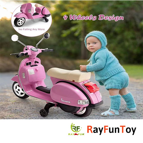 Girls Pink Official Piaggio Vespa Retro Electric Kids Moped - Kids Electric  Cars